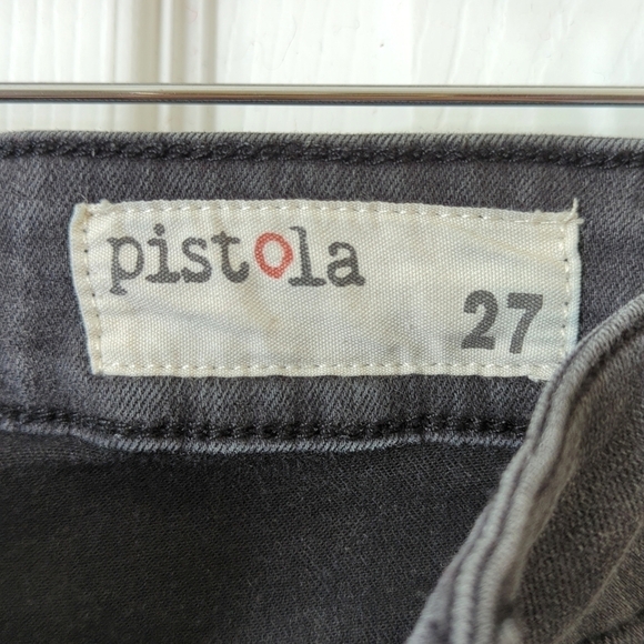 Pistola Classic Mid Rise Distressed Cropped Raw Hem Skinny Jeans Faded Black 27 - Picture 8 of 14
